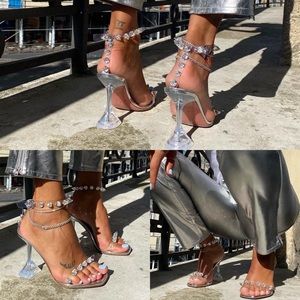 SOLD☺️✨ Amina Muaddi Julia Glass Sandals😆🤩🥳